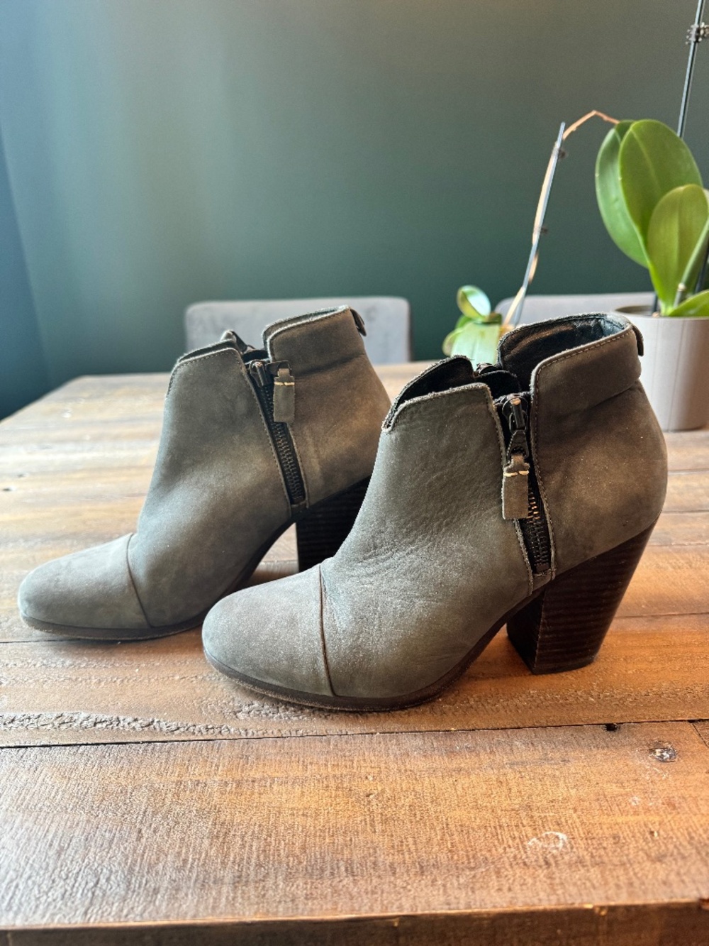 Rag & Bone Margot Gray Suede Ankle Boots 37.5